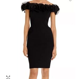 Aidan Mattox Ruffled Off the Shoulder Dress Black Size 4